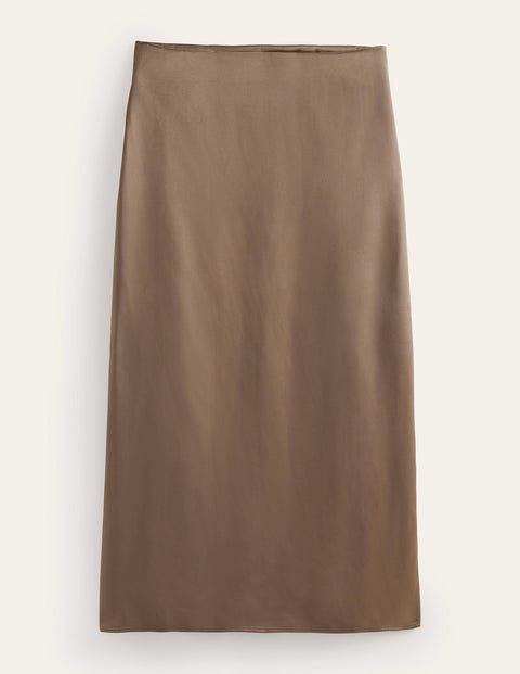 Satin Column Skirt Brown Women Boden