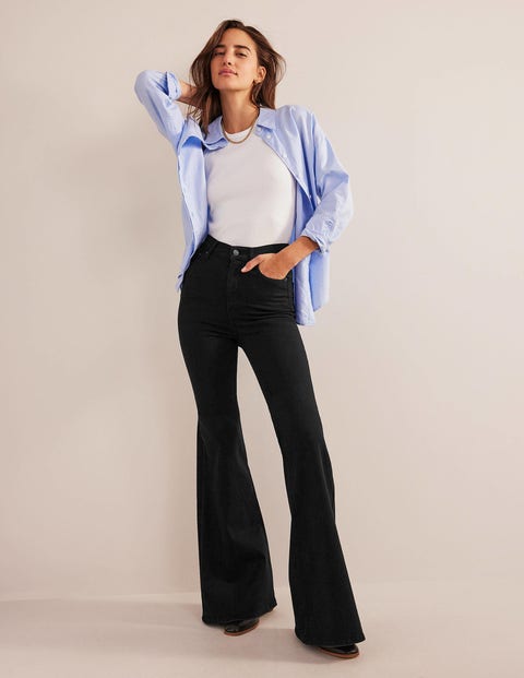 High Rise Super Flare Jeans - Black | Boden EU