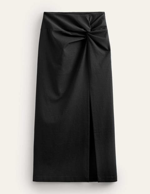 Boden Knot Detail Jersey Midi Skirt Black Women