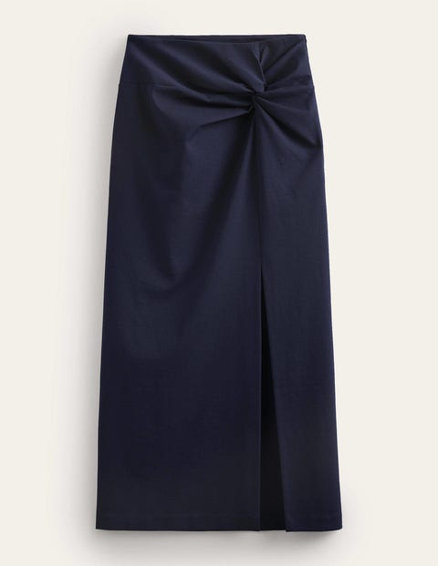 Knot Detail Jersey Midi Skirt Blue Women Boden