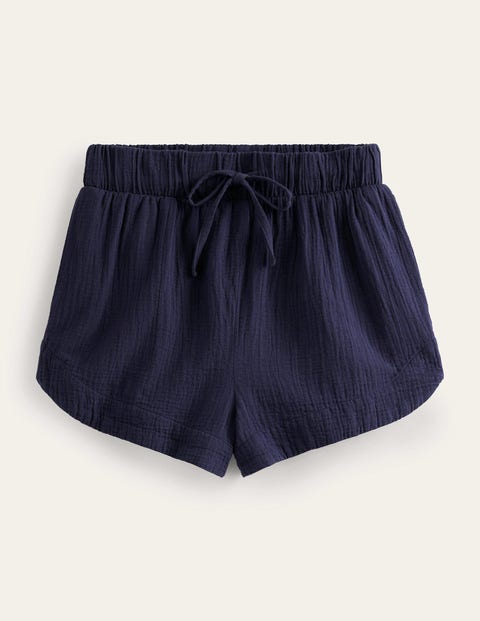 Tie Waist Cheesecloth Shorts Blue Women Boden