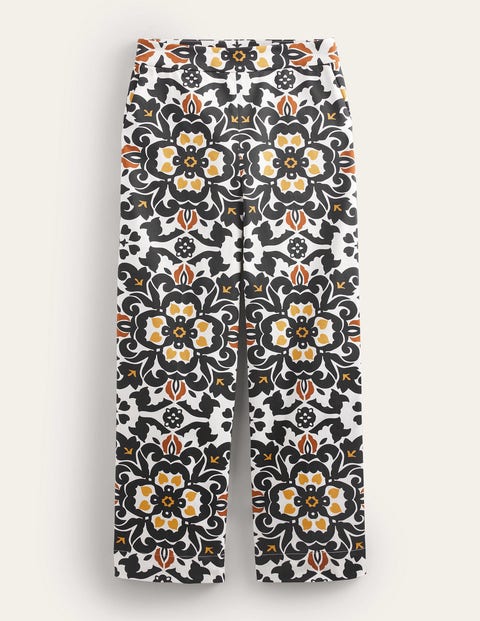 Printed Crop Trousers Black Women Boden