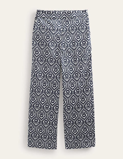 Printed Crop Trousers Blue Women Boden