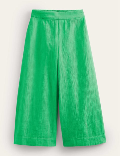 Pull-on Cheesecloth Trousers Green Women Boden