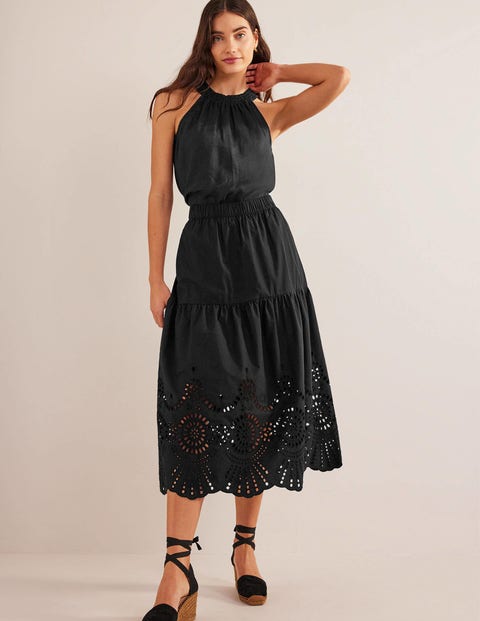 Full Broderie Skirt - Black | Boden UK