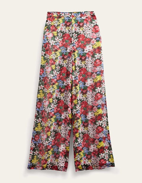 Gemusterte Palazzo-Hose Damen Boden, Bunt, Moiré-Blüten