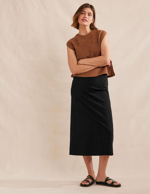 Straight Jersey Midi Skirt - Black | Boden US