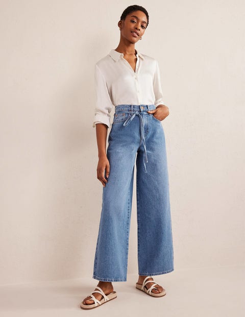 High Rise Slouch Wide Jeans - Mid Indigo