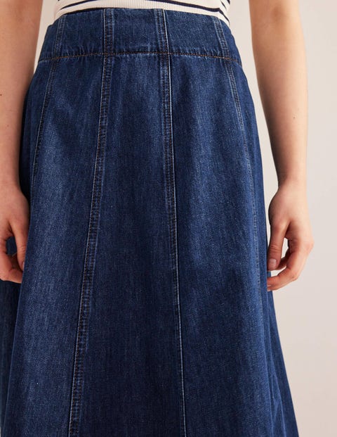 Denim Paneled Skirt - Rinse Wash | Boden UK