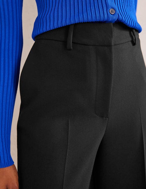 Black Bi-Stretch Fold Over Waist Pants