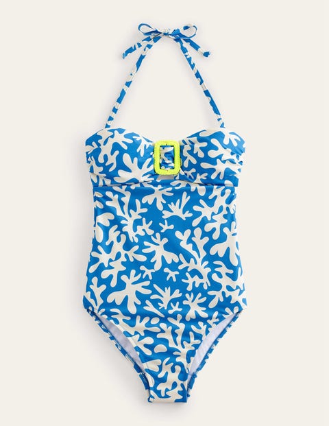 Wrap Buckle Bandeau Swimsuit Blue Women Boden