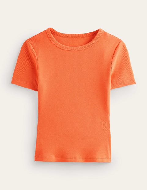 Cotton Ribbed T-Shirt Orange Women Boden