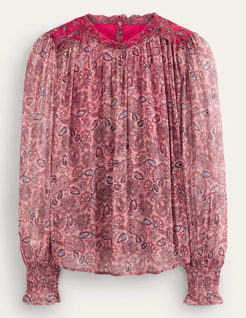 Ruffle Detail Swing Top - Chalky Pink, Paisley | Boden UK