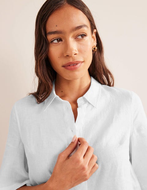 Short Sleeve Linen Shirt - White | Boden UK