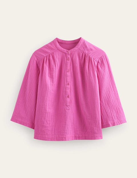 Wide Sleeve Cheesecloth Top Pink Women Boden