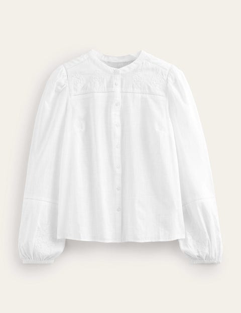 Embroidered Blouson Sleeve Top White Women Boden