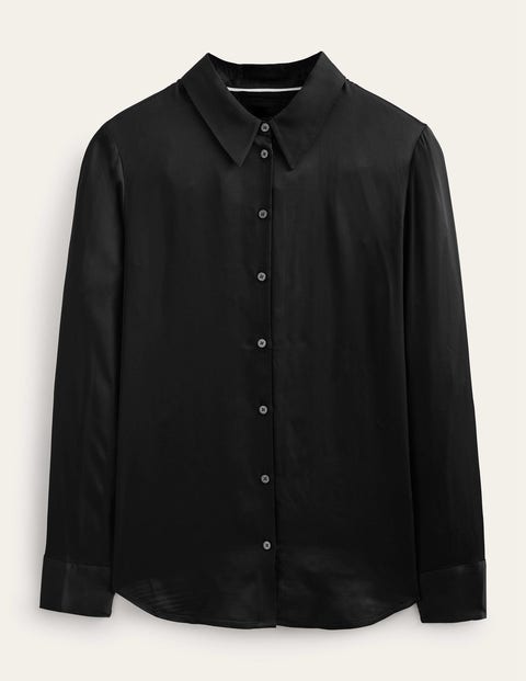 Relaxed Satin Shirt - Black | Boden US