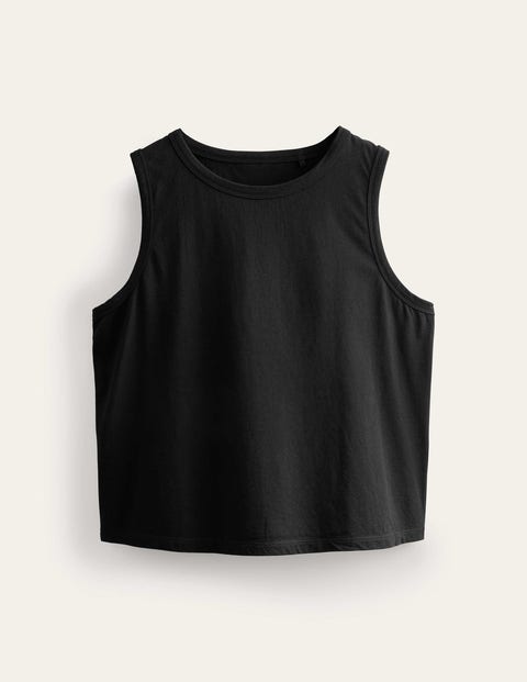 Pure Cotton Cropped Vest - Black