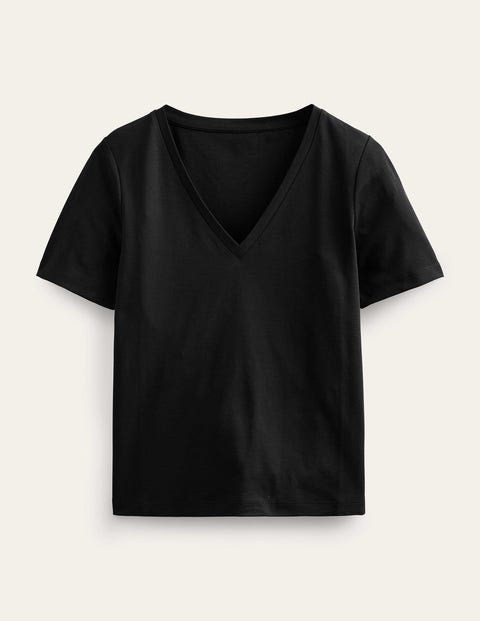 Perfect V-Neck T-Shirt Black Women Boden
