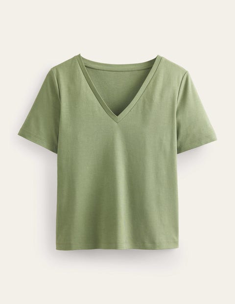 Perfect V-Neck T-Shirt Green Women Boden