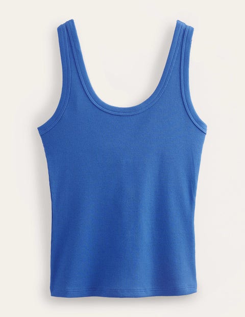 Scoop Neck Ribbed Tank - China Blue | Boden US