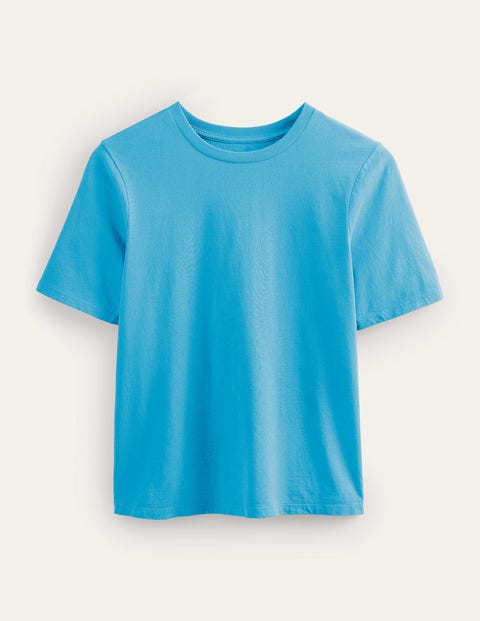 Pure Cotton Crew Neck T-shirt Blue Women Boden