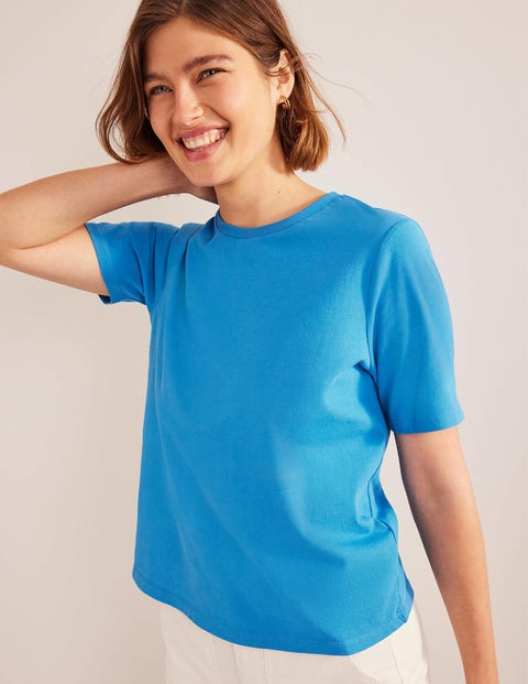 Chinesisches Blau Rundhals-T-Shirt - Leichtes DE Boden |