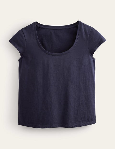 Pure Cotton Scoop Neck T-Shirt Blue Women Boden