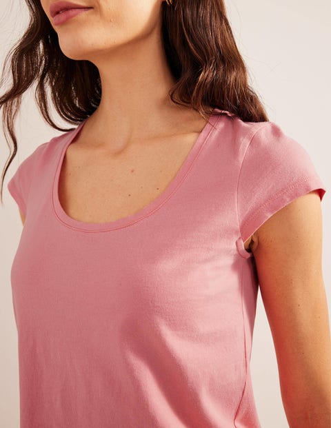T-Shirt mit Rundhalsausschnitt - Pfirsichsorbet | Boden DE