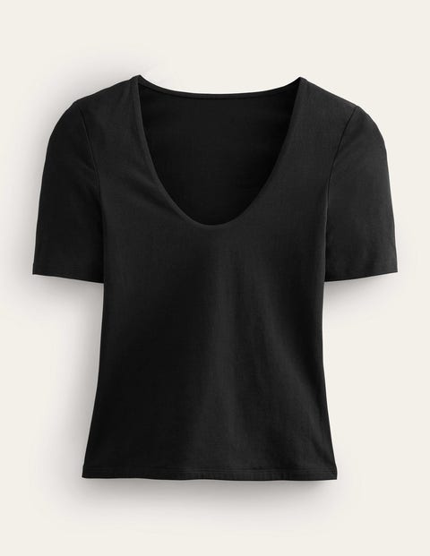 Double Layer Short Sleeve Top Black Women Boden