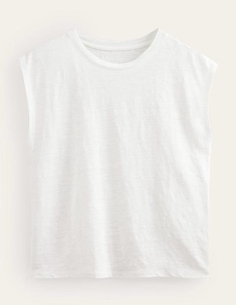 Boden Crew Neck Linen T-shirt Ivory Women