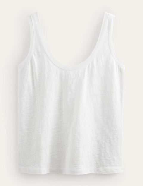 Scoop Neck Linen Tank Top Ivory Women Boden