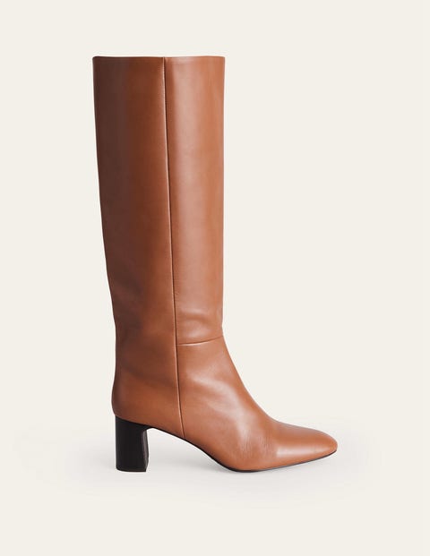 Boden Erica Knee High Leather Boots Tan Leather Women  In Brown