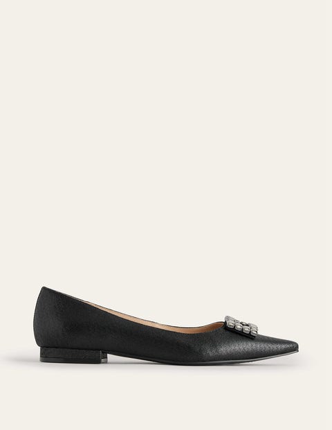 Jewelled-Buckle Flats - Black Metallic | Boden EU