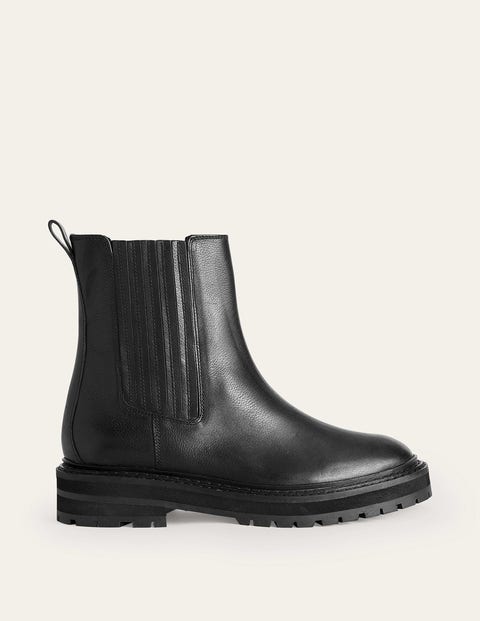Sadie Chunky Chelsea Boot - Black Calf Leather | Boden UK