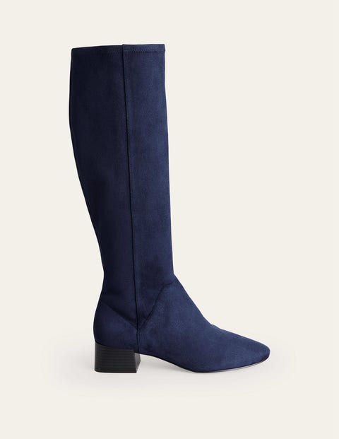 Cara Flat Stretch Knee Boots Blue Women Boden