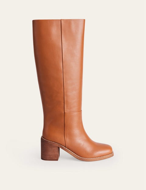 Straight Leather Knee Boots Honey Women Boden