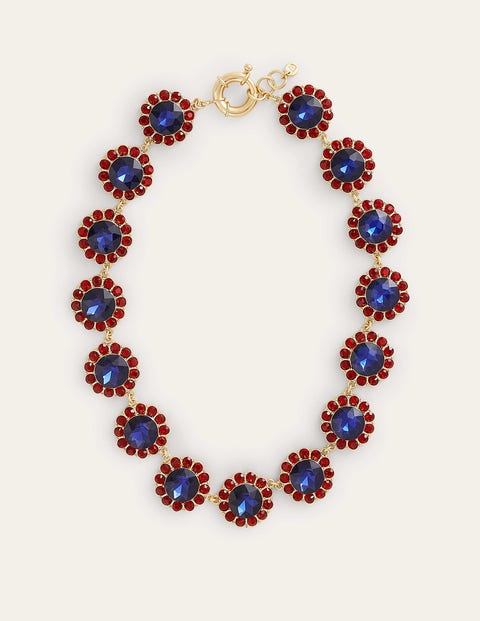 Embellished Flower Necklace Blue Women Boden