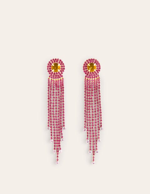 Boden Jewelled Fringe Earrings Red/pink Women