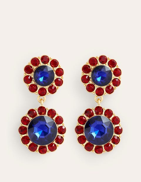 Embellished Flower Earrings Blue Women Boden