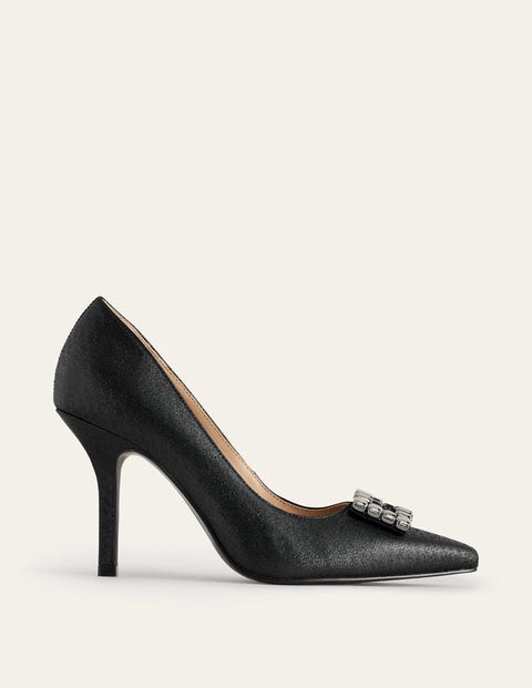 Boden Jewelled Embellished Courts Black Metallic Women