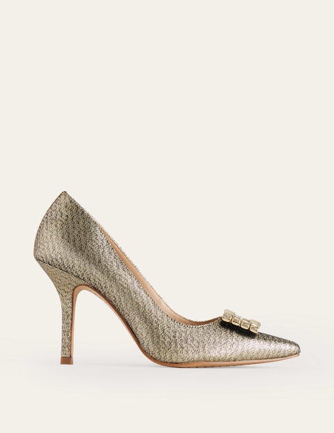 Boden Jewelled Embellished Courts Gold Metallic Women
