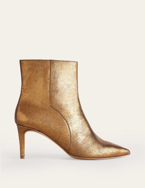 Pointed-Toe Ankle Boots Gold Women Boden