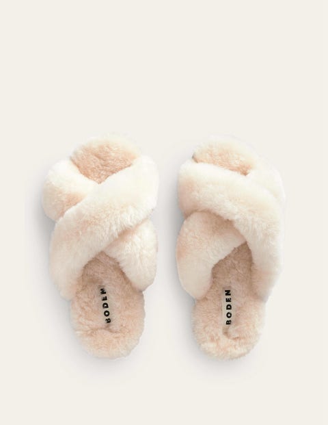 Boden Boden Pompom Slippers - Simply Taupe | Boden US 50.00