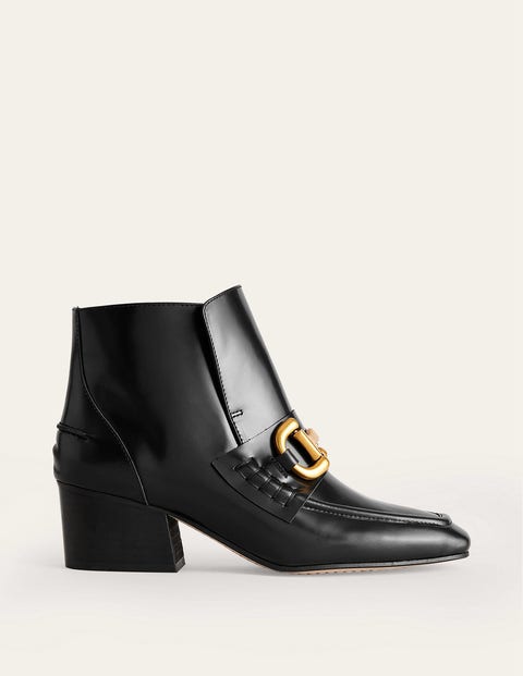 Boden Snaffle-trim Ankle Boots Black Leather Women