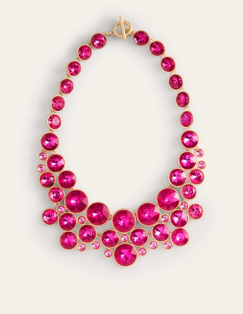 Boden Andrea Jewel Cluster Necklace Hot Pink Women