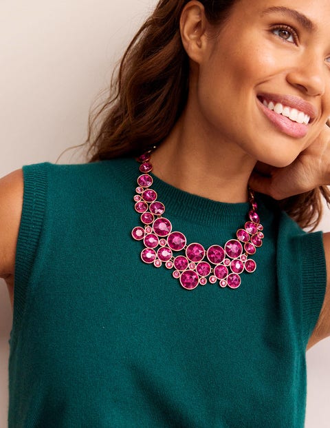 Andrea Jewel-Cluster Necklace Hot Pink Women Boden, Hot Pink