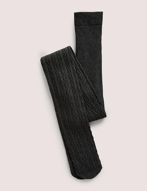 cable knit tights - charcoal grey