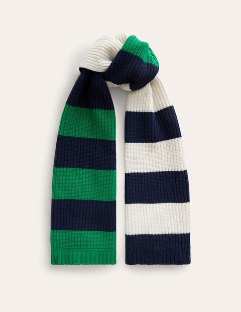 Boden Hotch Potch Scarf Navy, Veridian Green And Ivory Women