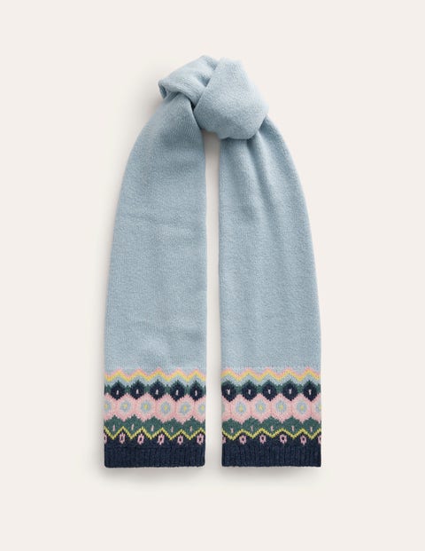 Boden Fluffy Fair Isle Scarf Green Smoke/ Multi Women